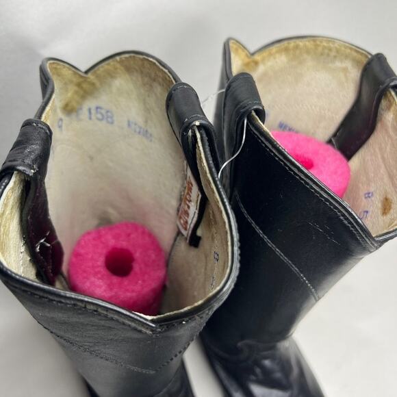 VINTAGE Deadstock Black Leather Roper Boots Western Cowgirl Cowboy Womens 5 - Picture 5 of 10